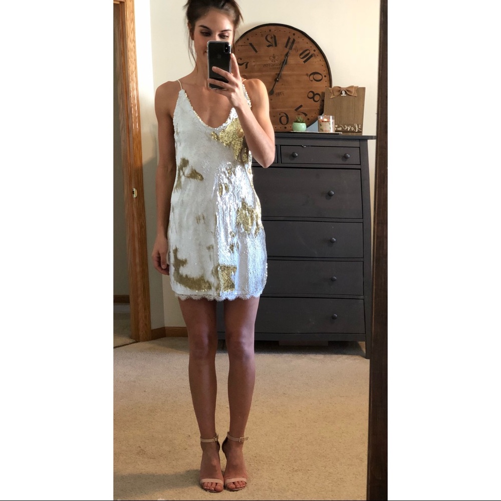 White and gold interchangeable mini dress